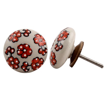 Orange Tiny Flower Dresser Knob